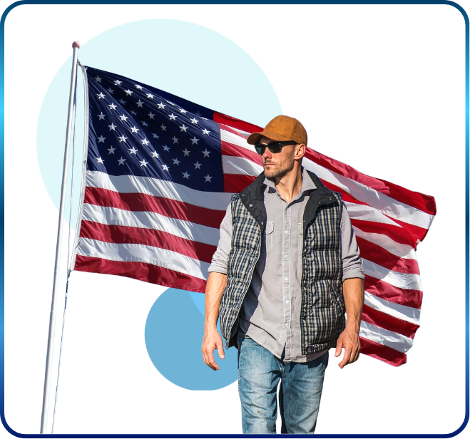 American truck driver representing freight factoring services for trucking companies