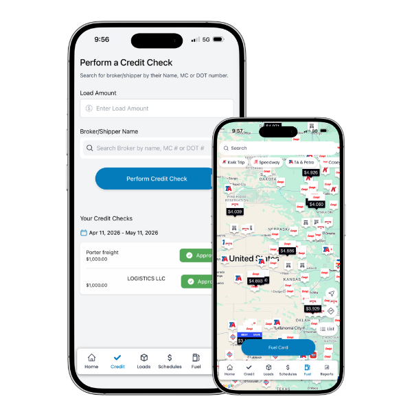 PorterGO trucking app for credit checks, load management, and fuel savings