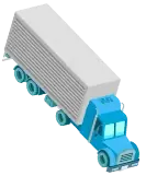 Freight truck moving along the route